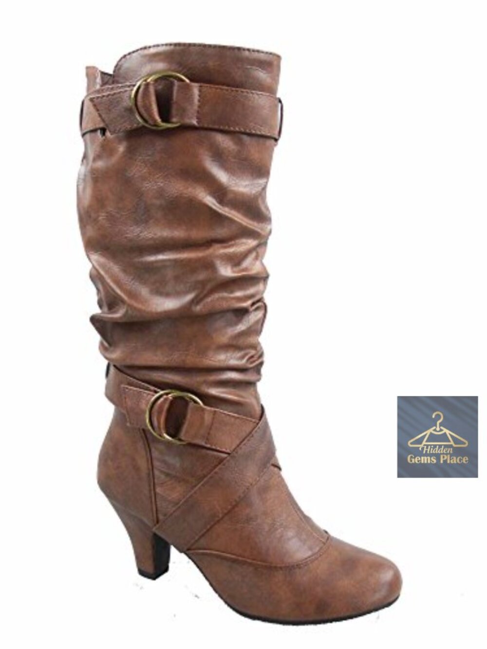 Women's Mid-Calf Slouchy Boots with Side Zipper and Almond Toe